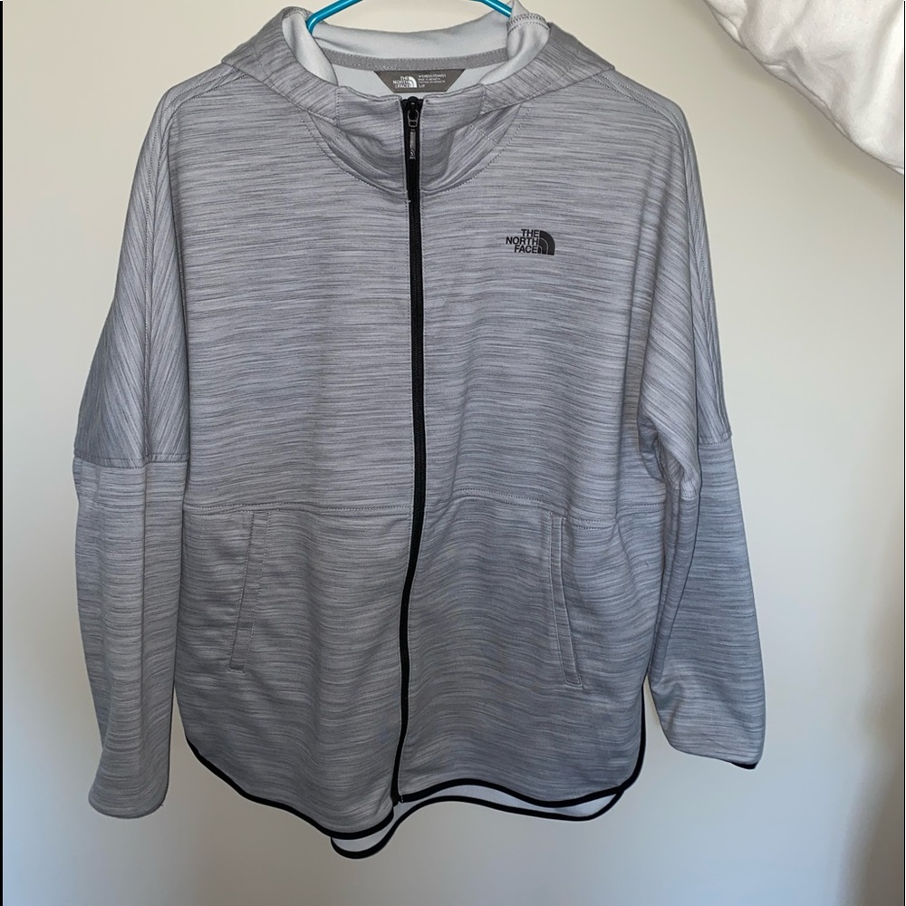 North Face Gray Hooded Zip Up